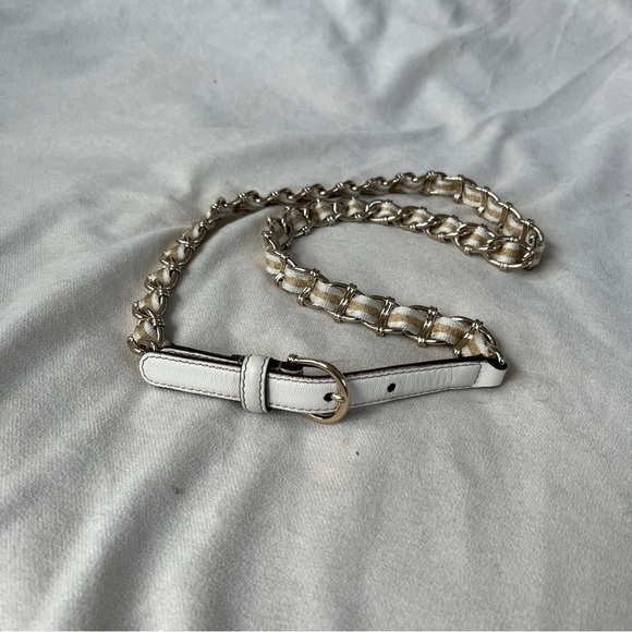 Vintage Gucci White Leather and Gold Chain Belt 1980’s - Picture 2 of 8